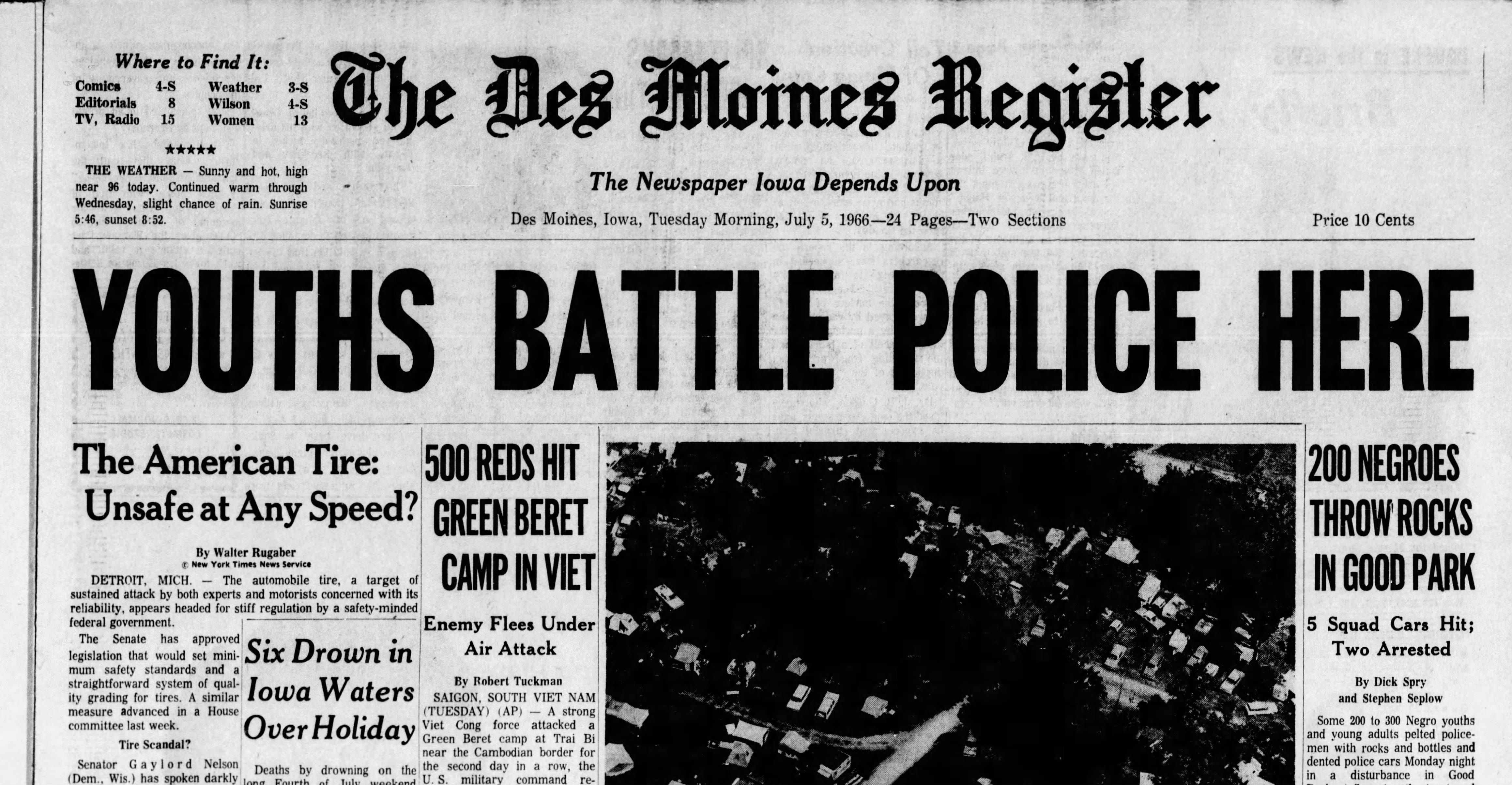 A Des Moines Register report on the Good Park Rebellion.