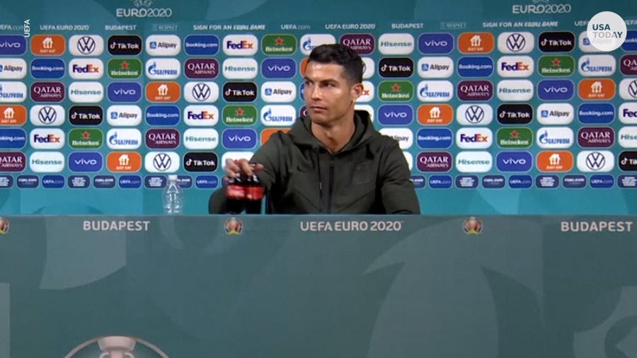 Cristiana Ronaldo may have cost Coca-Cola billions after he moved two bottles from his press conference and replaced with water.
