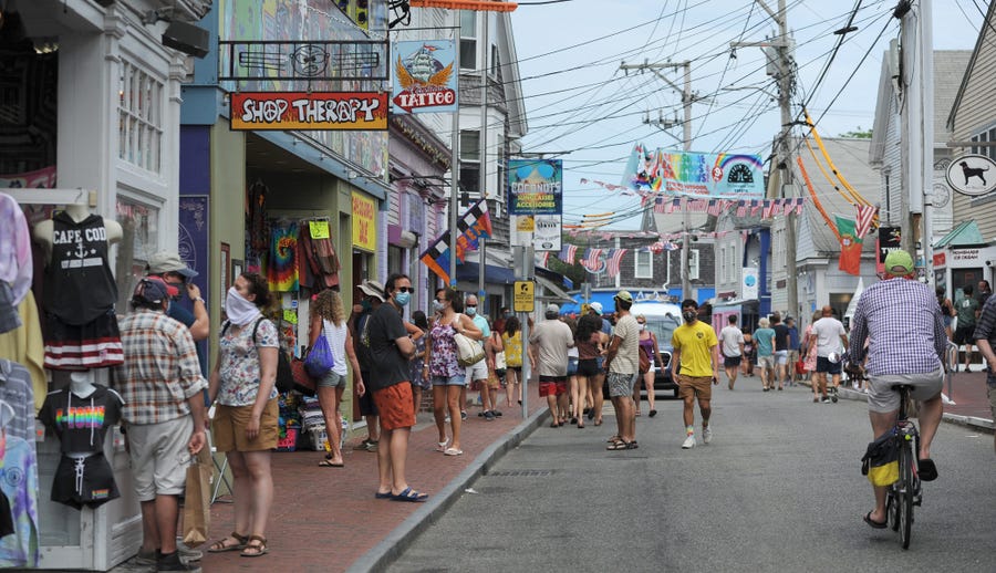 Cape Cod, Mass.: Whether you need to wear masks in crowded areas like Provincetown's Commercial Street will depend on whether you're vaccinated.    