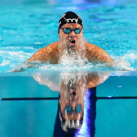 Michael Andrew during the men's 100m breaststroke 