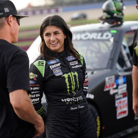 NASCAR Truck Series driver Hailie Deegan (1) befor