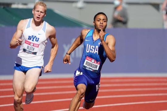 Arizona State signee Justin Robinson competing in the 400-meter first round at the U.S. Olympic Track Trials.