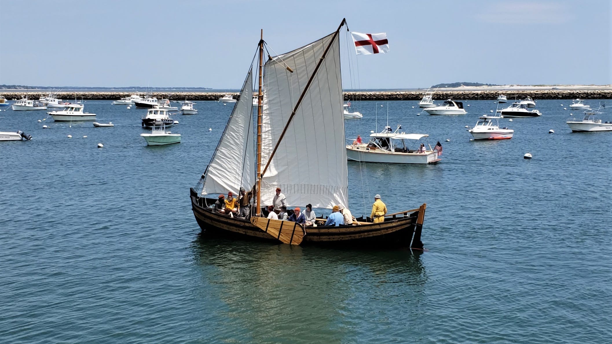Fully restored Shallop returns to Plymouth Harbor after 2-year absence