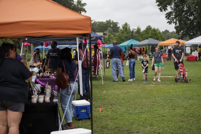 Black owned businesses set up tents to showcase their products and services at Cascades Park during Juneteenth Empowerment Day Saturday, June 19, 2021.