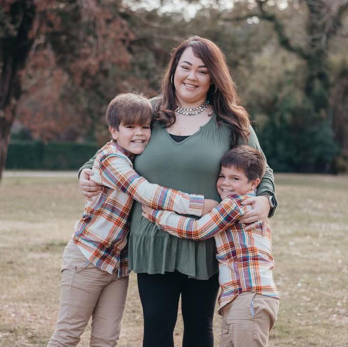 Pictured with their mother, Josiah Dunnavant, 12, and brother Nicholas Dunnavant, 8.