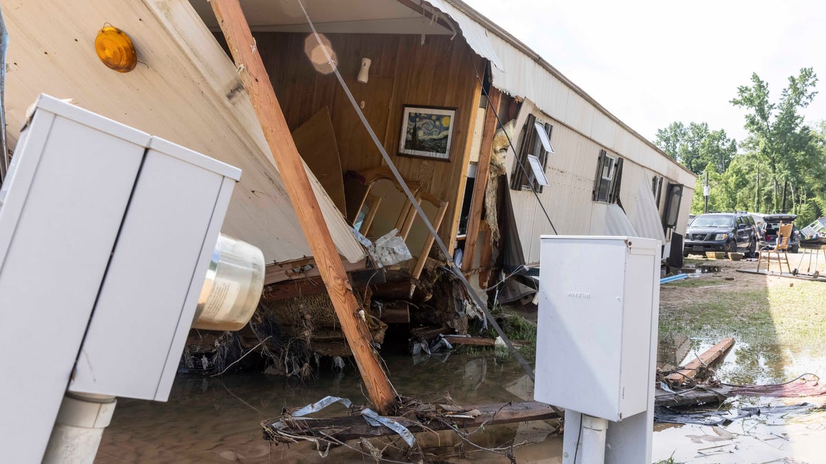 The home at lot 226, owned by Larry and Sally Higgins, was destroyed by heavy flooding Saturday night in Northport, Ala.