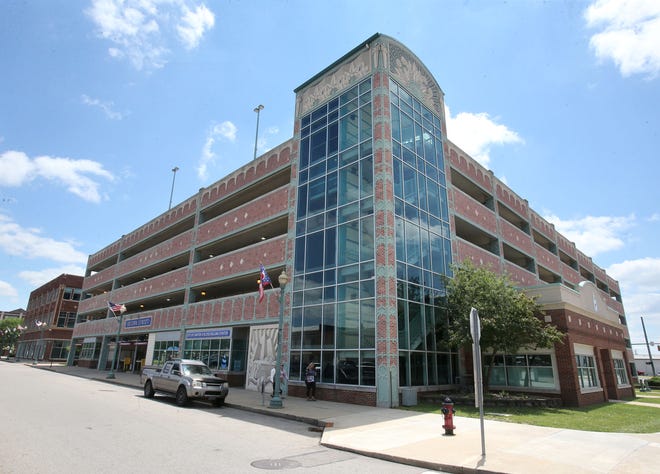The Cornerstone Parking Deck, east of Walnut Avenue SE at Second Street, in Canton.