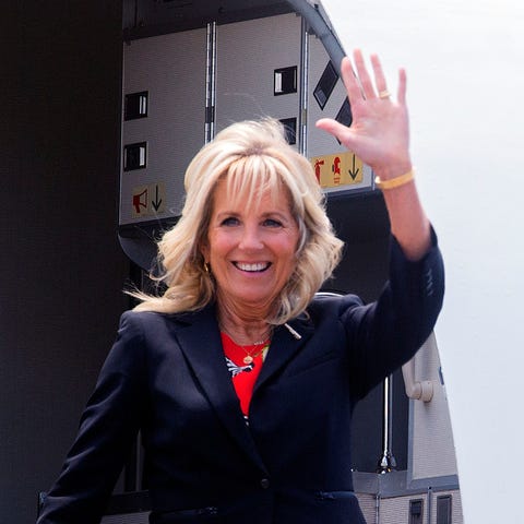 First Lady Jill Biden arrives at Jackson-Medgar Wi