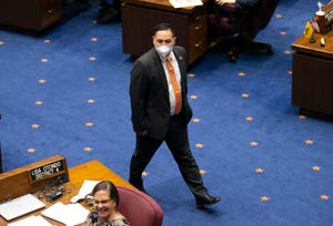 Democratic state senator Martín Quezada as the Senate votes on bills related to the budget on the Senate floor at the Arizona State Capitol in Phoenix on June 22, 2021.