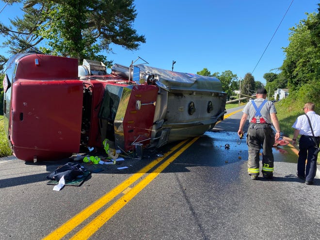 A stretch of Campground Road in Carroll Township is shutdown after a truck crashed and rolled over. June 24, 2021.
