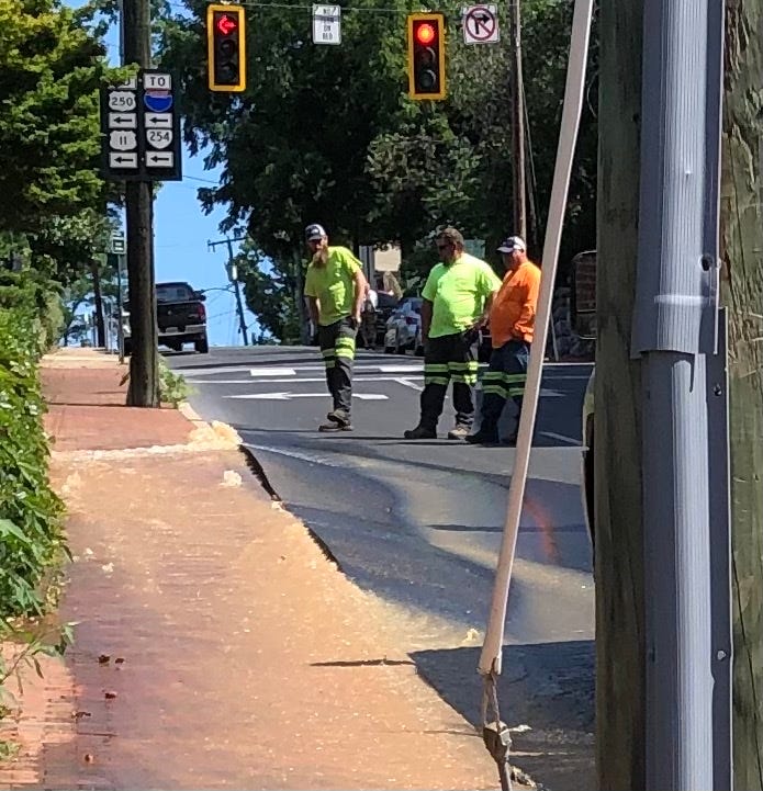 Downtown Staunton roads flooded with dirty water after main water line