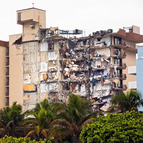 The partially collapsed Champlain Towers South con