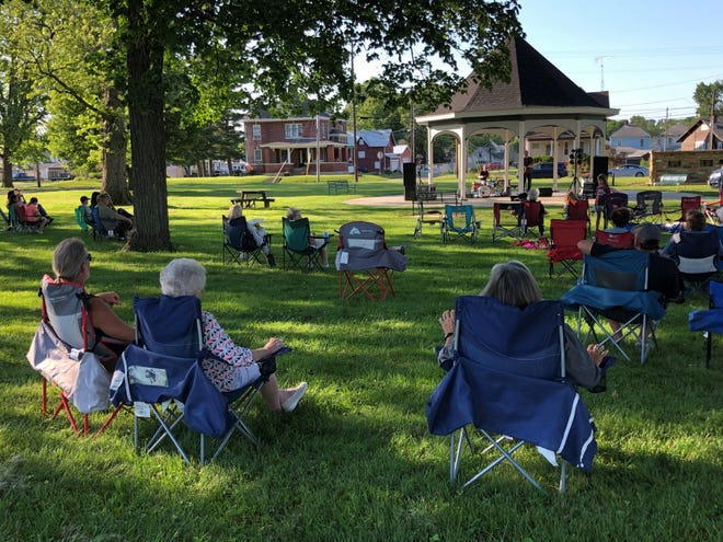 Concerts are scheduled each month at the Children’s Home Memorial Park on East Main Street, where the gazebo moved from the Courthouse Square in 2017. The next concert is July 8.