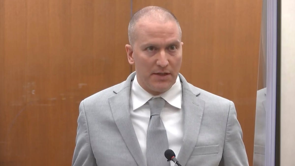 In this image taken from video, former Minneapolis police Officer Derek Chauvin addresses the court as Hennepin County Judge Peter Cahill presides over Chauvin's sentencing, Friday, June 25, 2021, at the Hennepin County Courthouse in Minneapolis.