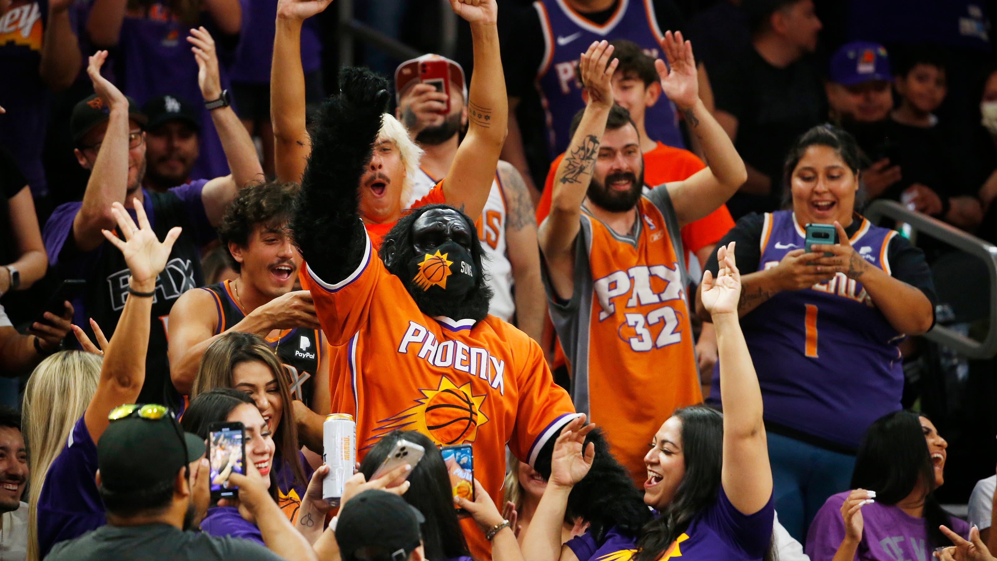 Phoenix Suns fans gather at downtown arena to cheer on team at 'Road Rally'