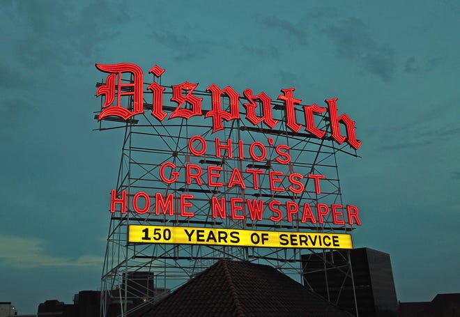 The Columbus Dispatch, which celebrated 150 years of publication on July 1, 2021, has a sign that has illuminated downtown Columbus for decades.