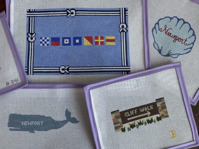 Lycette Newport, which recently opened off Bellevue offers needlepoint supplies and canvas patterns ranging from charming to cheeky