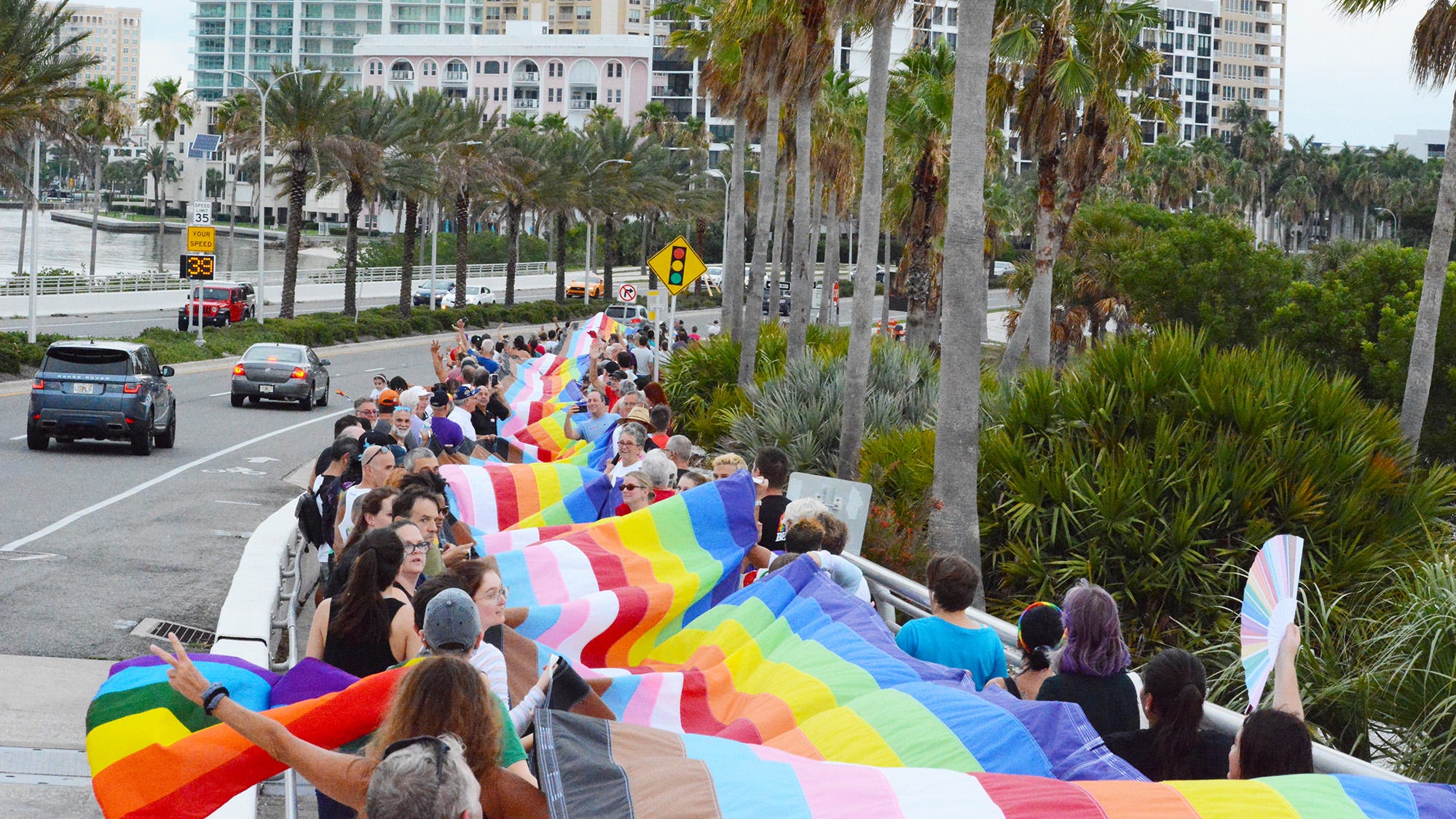 Sarasota's LGBTQ community marches Ringling Bridge closing Pride Month.