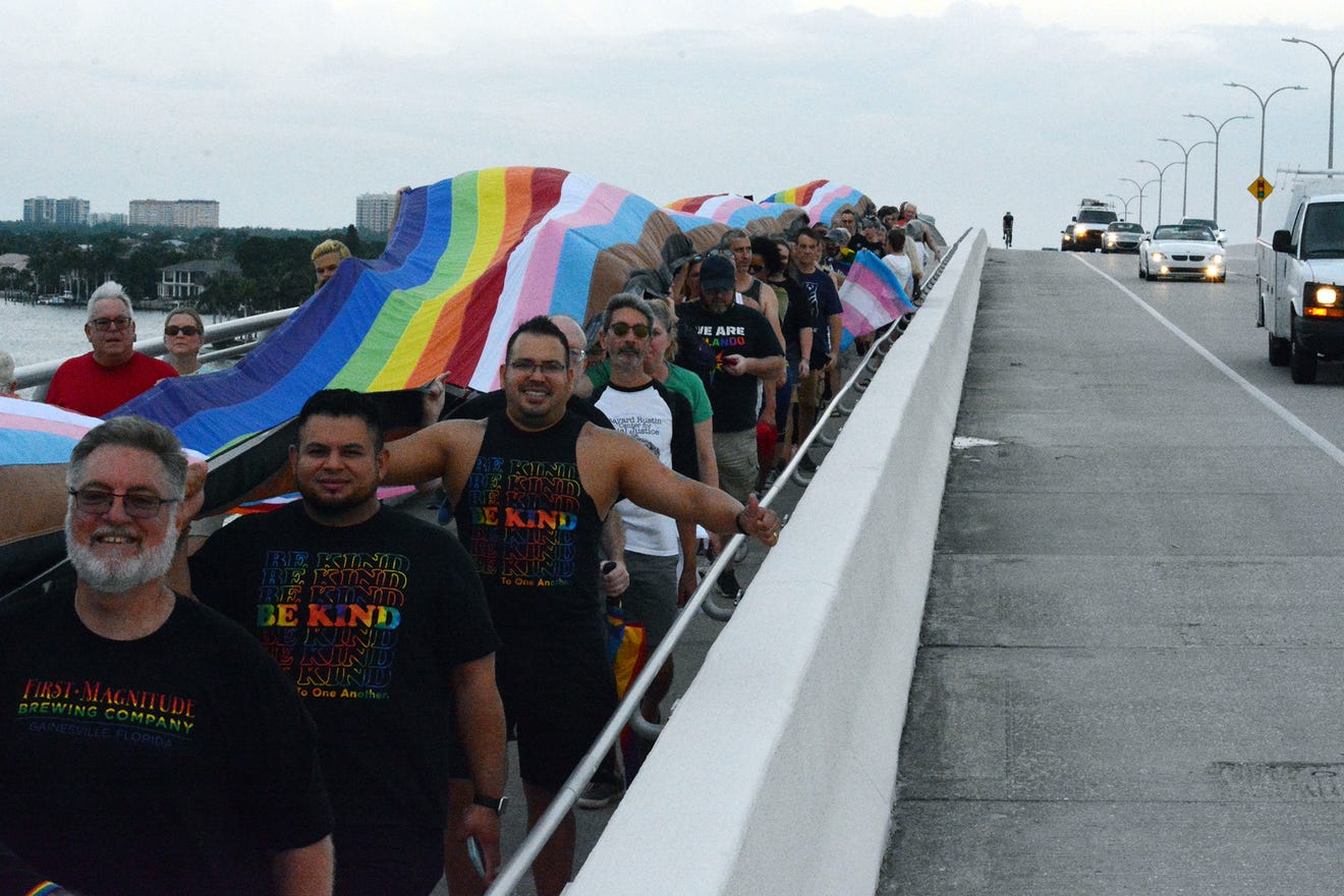 Sarasota's LGBTQ community marches Ringling Bridge closing Pride Month.