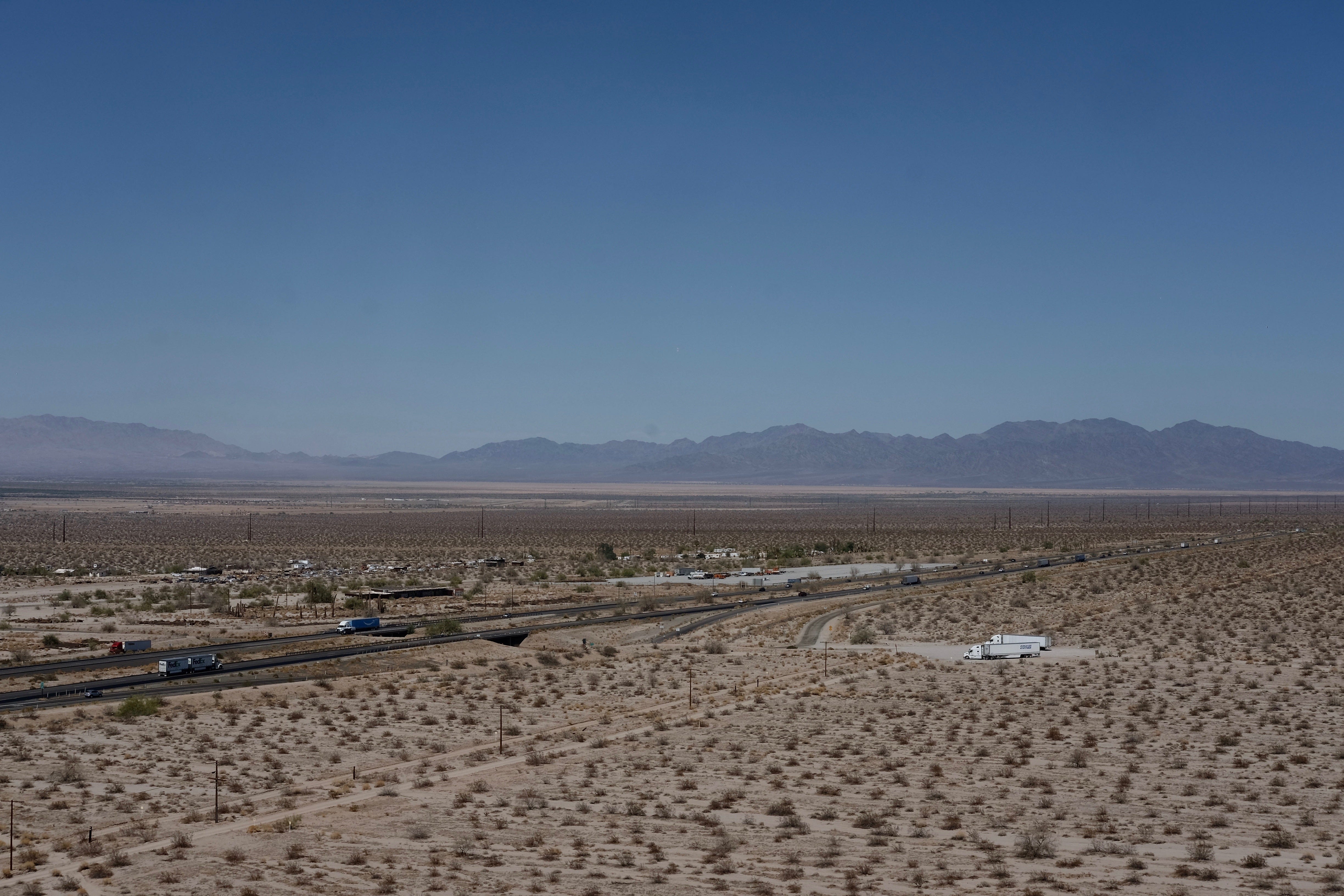 Desert Center, with a population of roughly 100 to 200 people, is midway between Los Angeles and Phoenix.