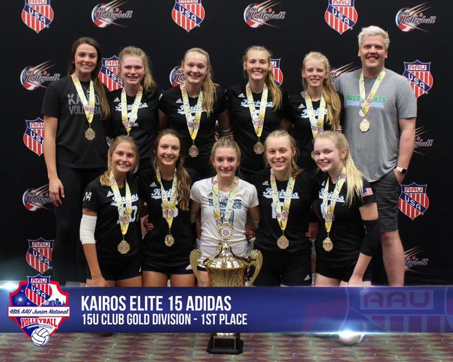 The Kairos Elite 15 Adidas volleyball team captured the AAU 15 Club Championship in Orlando.
