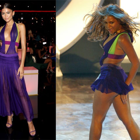 Zendaya (pictured with Lil Kim, left) wore a dress