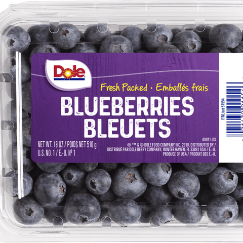 A package of Dole fresh blueberries.
