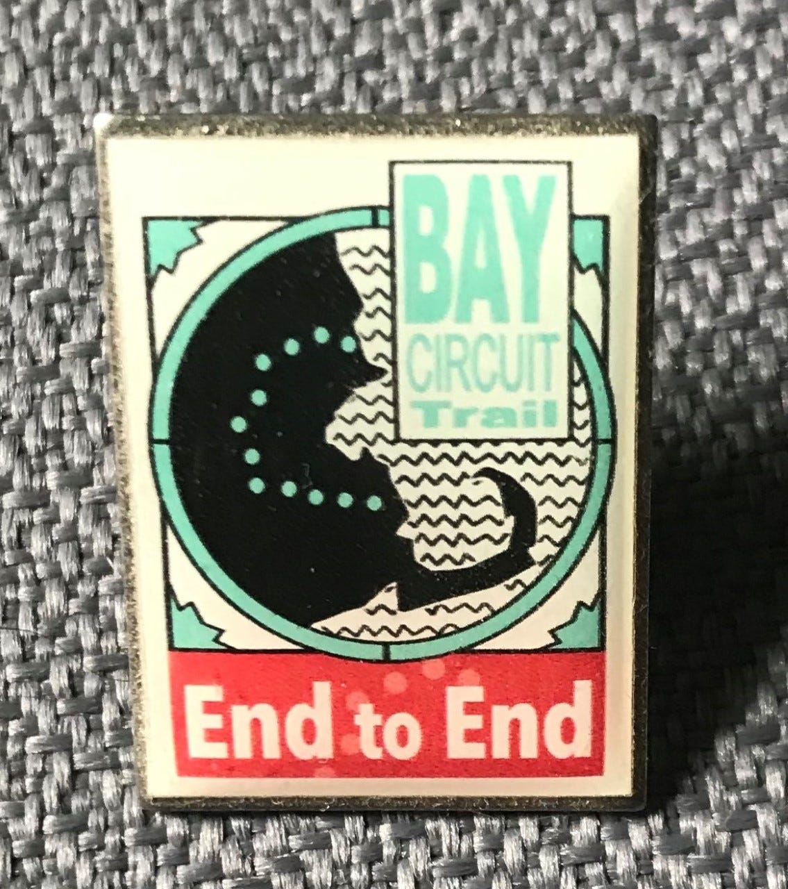 End-to-end hikers of the Bay Circuit Trail are rewarded with a commemorative pin.