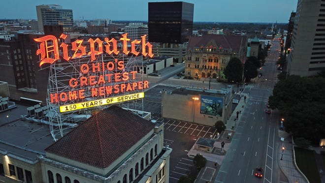 The Columbus Dispatch sign has illuminated downtown Columbus for decades. The newspaper is celebrating 150 years of publication on July 1, 2021. 