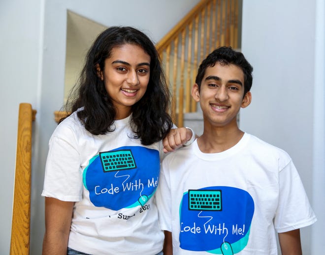 Megha and Mihir Joshi, founders of "Code With Me!" The pair started the company during the pandemic to help students gain exposure to coding in a fun and interactive way.