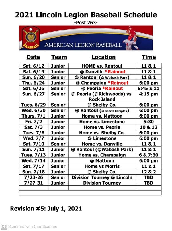 American Legion Baseball 2022 Schedule