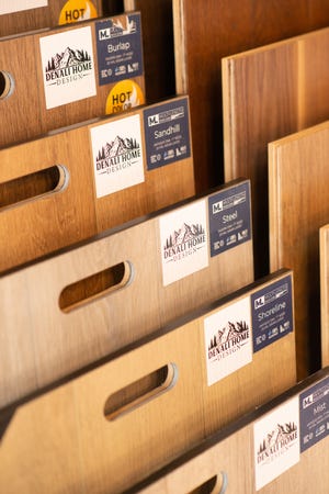 Flooring samples sit on display at Denali Home Design in North Topeka.