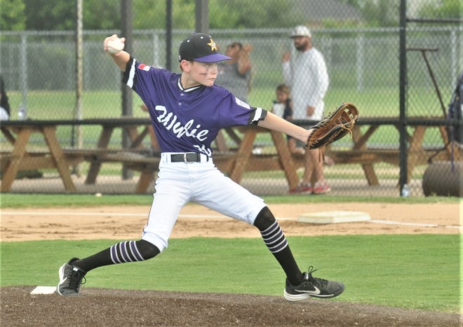 Wylie starting pitcher Ryder Harrison throws a pitch to a Fort Worth University batter in the first inning.  Wylie won 8-6 in the opening game of the Texas West Little League Section 2 tournament for ages 9-11 on Thursday, July 1, 2021 at Dixie Little League.