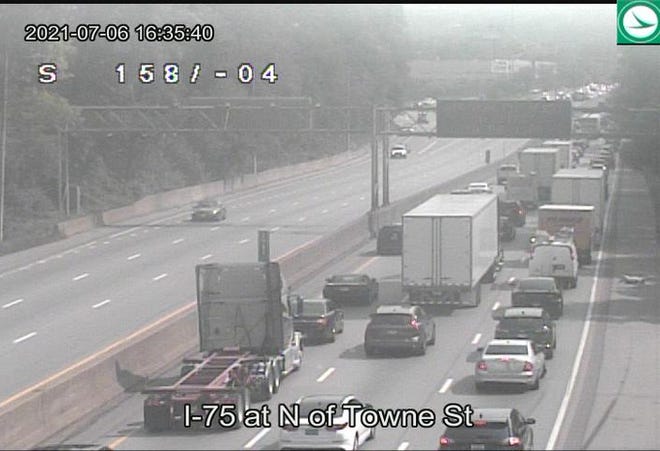 Interstate 75 northbound is closed following a crash on Tuesday.