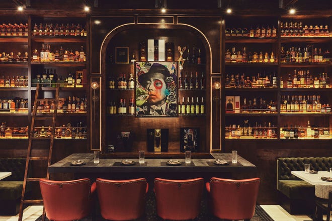 The whiskey-tasting bar at Warren chophouse in Delray Beach can be reserved for private gatherings.