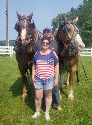 This pair of majestic creatures, named Rex and Dale, won the 2021 Owen County Fair's heavyweight horse pull Sunday afternoon. The horses are owned by Roman Edmunds out of Lake City, Michigan and had a winning pull of 9,500 lbs.