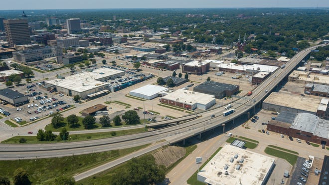 The Kansas Department of Transportation says it now owns 19 of the 28 properties with buildings that it needs to acquire to replace and realign downtown Topeka's Polk-Quincy Viaduct, shown here.