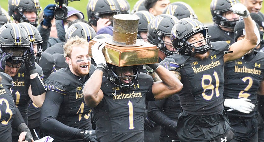 Big Ten football rivalry trophies: Old Brass Spittoon, $5 Bits of Broken Chair are on the line this week Big Ten football rivalry trophies: Old Brass Spittoon, $5 Bits of Broken Chair are on the line this week