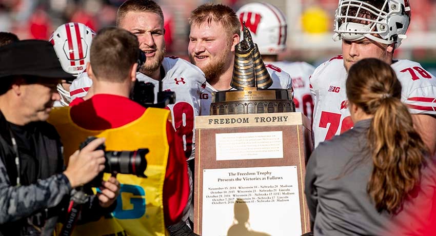Big Ten football rivalry trophies: Old Brass Spittoon, $5 Bits of Broken Chair are on the line this week Big Ten football rivalry trophies: Old Brass Spittoon, $5 Bits of Broken Chair are on the line this week