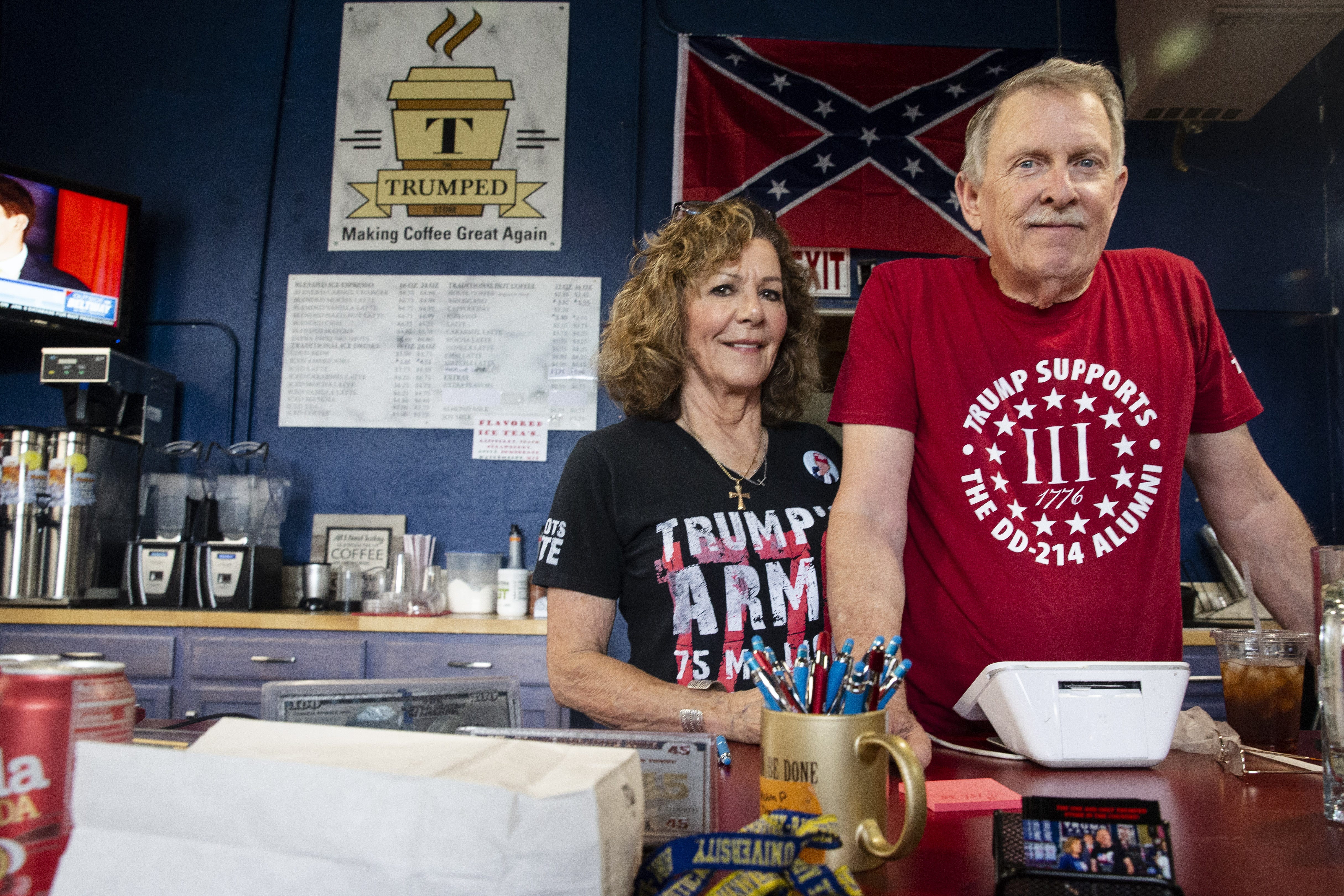 Husband and wife Steven and Karen Slaton, owners of The Trumped Store in Show Low, on July 9, 2021.