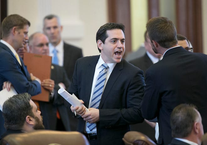 Matt Rinaldi, left, lost his bid to return to the Texas House in 2018 but has a new role with the state Republican Party.