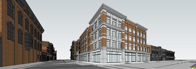 This is an artist's impression of a new building to be built by the Erie Downtown Development Center on the corner of Fifth Street and State Street. Pittsburgh-based Ascend has agreed to open a 26,000-square-foot climbing facility in the building.