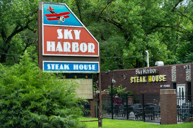 West Peoria is considering allowing a cannabis lounge to take over Sky Harbor Steak House, pictured here on Monday, July 12, 2021.