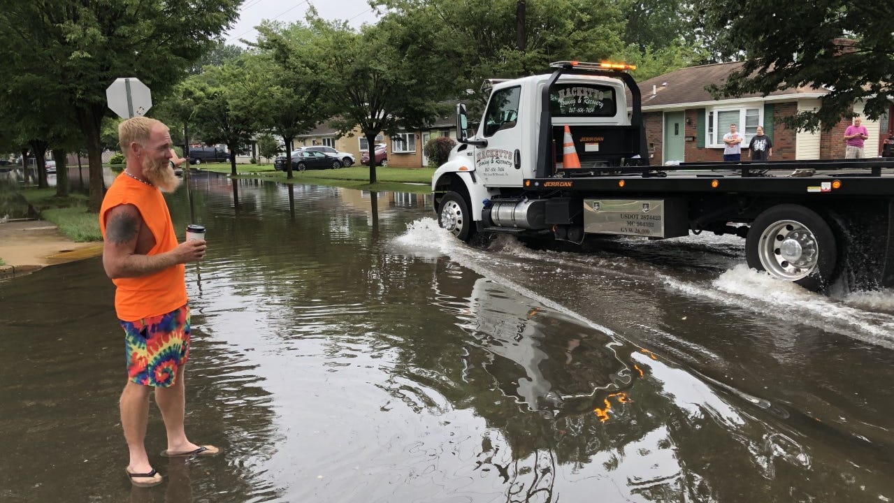 How much rain did Bucks County get in 100year flood?