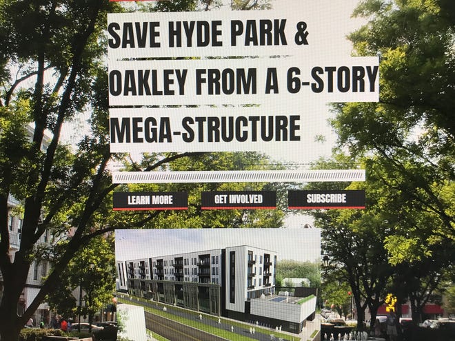 A screen shot of the homepage of the Stop Wasson Tower website opposing a new luxury apartment development in Hyde Park without community input.
