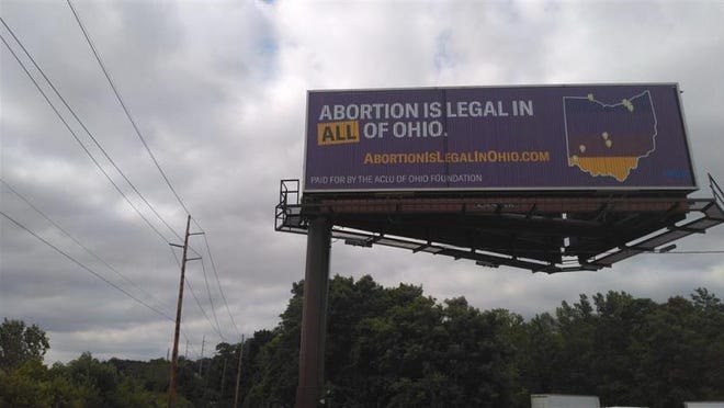 The American Civil Liberties Union of Ohio has placed a billboard in South Lebanon, challenging Lebanon's recent abortion ban.