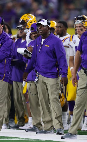 Mickey Joseph was LSU's wide receivers coach from 2017-21. He also made stops at Louisiana Tech, Grambling State and Alcorn State, among others.