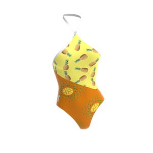 This is Vizzy’s Seltzer Szn Swimwear's Pineapple Mango one-piece.
