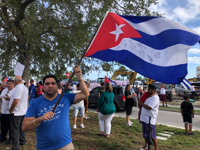 Sarasota resident George Ortega participated in a demonstration last year in solidarity with anti-government protesters in Cuba. Ortega was born in Cuba. Former President Donald Trump won a larger share of Florida's Hispanic vote in 2020, helping boost his margin of victory in the state. Many Latino voters in Florida are from Latin American countries with oppressive regimes, such as Cuba, and Trump's hardline approach to these margins may have been appealing. Now Florida Republicans are trying to hold onto Trump's gains with Hispanics.