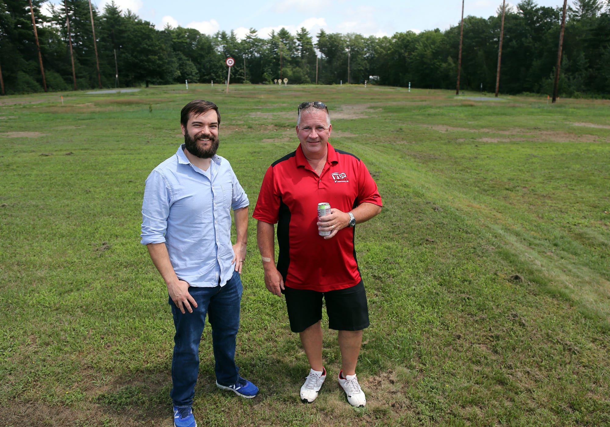Craig Riotto, left, and Brian Cote, owner of Hilltop Fun Center, expect Riotto's sports dome, to be located in the old driving range space, to be a strong partnership with Cote's business.